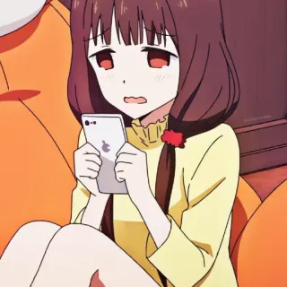 🎭 916cfdee garota anime, telefone, preocupada, desenho animado, anime, garota whatsapp sticker