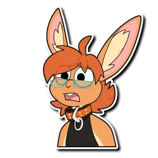 😟 1a1e3064 卡通, 兔子, 兔子, 眼镜, 项圈, 动物, 拟人 telegram sticker
