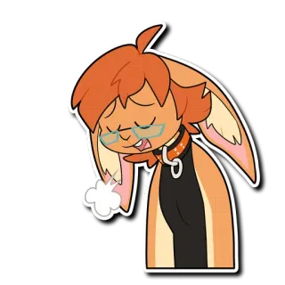 😔 25bcc106 卡通, 兔子, 拟人, 角色, 眼镜, 项圈 telegram sticker
