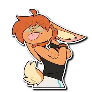 👅 52482604 卡通, 兔子, 动物, 眼镜, 舌头, 角色 telegram sticker