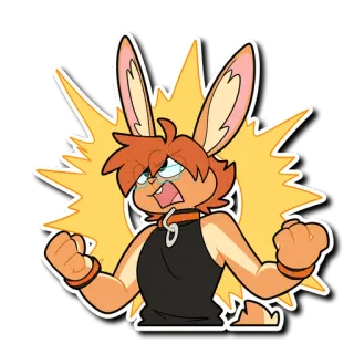 🔥 7529e468 兔子, 卡通, 动物, 生气, 表情, 项圈, 链子, 橙色 telegram sticker