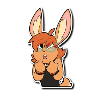 😯 970132cd 兔子, 卡通, 冒犯手势, 角色, 动物 telegram sticker