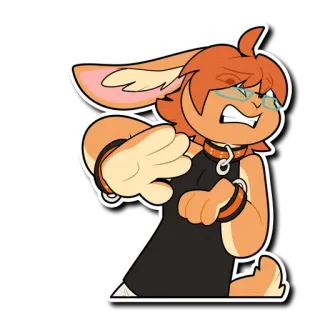 😨 b5659fd2 兔子, 生气, 卡通, 动物, 角色, 眼镜 telegram sticker