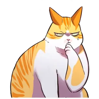 🧐 2d04fd21 kot, kreskówka, wyraz, myślenie, smutny, pomarańczowy kot telegram sticker