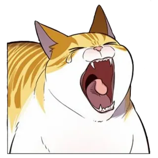 😪 319e3e17 kot, ziewanie, rudy pręgowany, zwierzę, naklejka, kreskówka telegram sticker