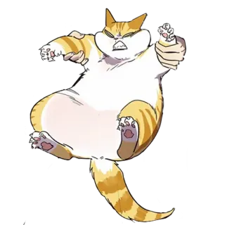 🤬 87e61c93 kot, zwierzę, pomarańczowy, futrzasty, kreskówka, wojownik telegram sticker