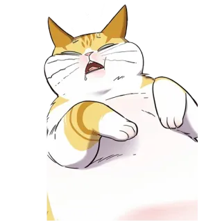 😪 a6559601 kot, wyczerpany, leniwy, rudy kot, kreskówka, naklejka telegram sticker