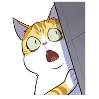 😮 de6d77d4 kot, kreskówka, zwierzę, przestraszony, mem, naklejka telegram sticker