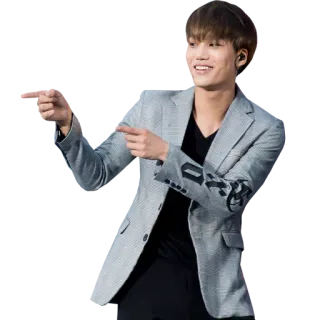 😅 ff0de0b1 男性, 笑顔, 指差し, スーツ, カジュアル, 若い, 幸せ telegram sticker