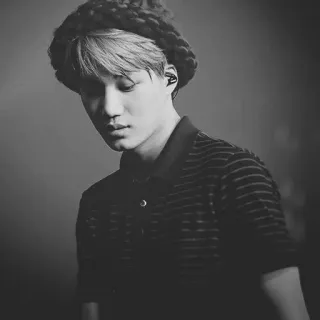 🗝 20dc7ab1 Kai kpop, exo, 歌手, 音乐人, 偶像, 黑白, 肖像, 韩国 whatsapp sticker