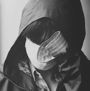 🗝 5b61efd2 兜帽, 面具, 黑白, 匿名, 伪装, 隐藏 whatsapp sticker