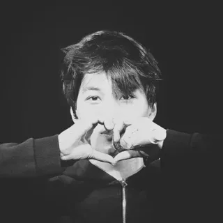 🗝 87ee5f35 人, 肖像, 黑白, 心, 韩国 whatsapp sticker