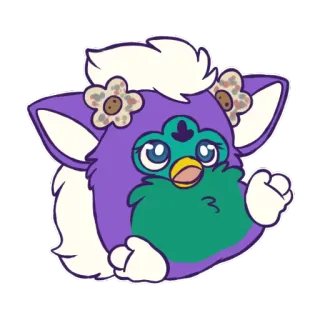 🌸 19ada11e furby, lila, cartoon, blume, süß, aufkleber telegram sticker