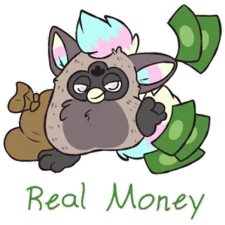 💸 733ecd57 Real Money Geld, Furby, Cartoon, Bargeld, Meme telegram sticker