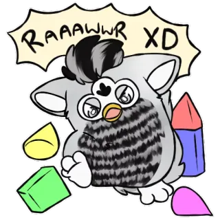 🦖 d1cdd677 RAAAWWR XD Furby, Monster, süß, lustig, Cartoon, Tier, Aufkleber telegram sticker