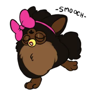😘 d288a52d SMOOCH Furby, Schleife, Cartoon, Süß, Schmatzer telegram sticker