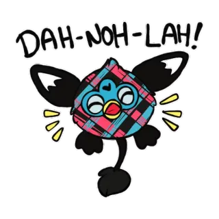 🎊 eb6ae629 DAH-NOH-LAH! Furby, Retro, Spielzeug, Nostalgie, Cartoon, Karo, 90er telegram sticker