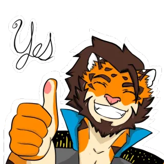 👍 261a1778 Yes 좋아요, 네, 동의, 승인, 퍼리, 호랑이 telegram sticker