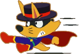 😤 55ffd7f3 cartoon, fox, animal, superhero, hat, mask, cape whatsapp sticker