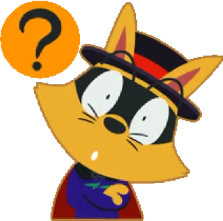 ❔ 5c2970bd cartoon, question mark, thinking, curious, cat, mask, animal whatsapp sticker