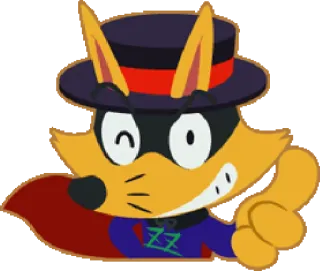 👍 c37c0faf cartoon, fox, hat, thumbs up, animal, character whatsapp sticker