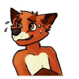 😳 10c819ee cáo, động vật, hình người, mồ hôi, lo lắng, dễ thương, nhãn dán telegram sticker