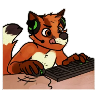 ⌨ 253d9f2f cáo, furry, game thủ, game, bàn phím, chuột, tai nghe telegram sticker