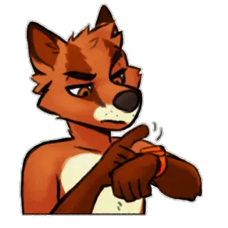 😒 4890f6ad Furry, Cáo, Nhân hóa, Chờ đợi, Xem, Nhân vật telegram sticker