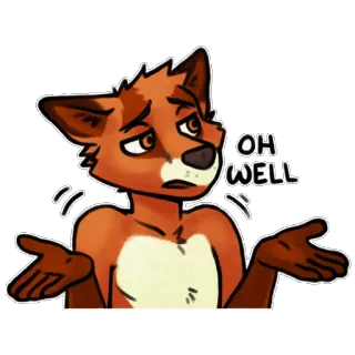 😩 632b3c71 OH WELL cáo, nhân hóa, kệ đi, nhún vai, hoạt hình, furry, động vật, thờ ơ telegram sticker
