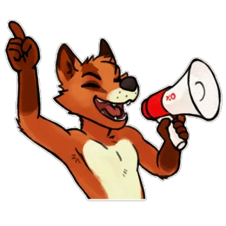 🎤 bed6ddd2 cáo, loa phóng thanh, hoạt hình, động vật, giao tiếp, lông xù telegram sticker