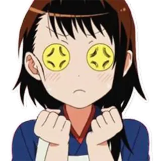 😃 72b73b03 애니메이션, 오이, 눈, 슬픈, 소녀, 갈색 머리 telegram sticker