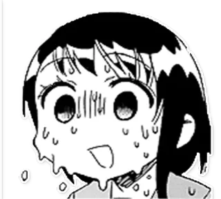 😱 a126faa5 애니메이션, 만화, 만화, 여자, 땀, 걱정, 초조, 표정 telegram sticker