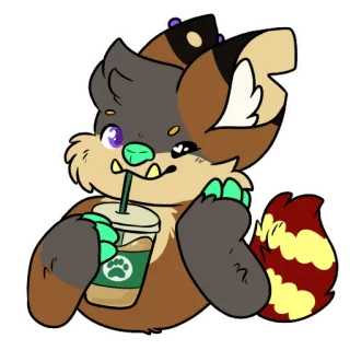 ☕️ 1930f23e 兽人, 怪物, 可爱, 咖啡, 动物, 角色 telegram sticker