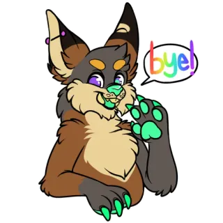 👋 4c994cb4 bye! 兽人, 卡通, 动物, 可爱, 挥手, 彩虹, 再见 telegram sticker