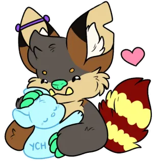 🥰 a033a6d9 YCH 兽人, 兽迷, 可爱, 动物, Q版, 拥抱, 卡通 telegram sticker