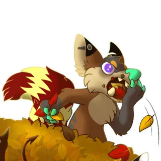 🍂 bad6b98f 兽人, 秋天, 叶子, 秋天, 卡通, 拟人, 可爱 telegram sticker