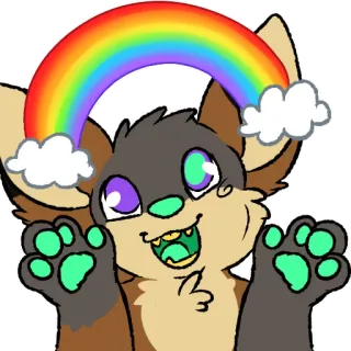 ☄ c46da375 兽人, 彩虹, 动物, 可爱, 卡通, 快乐, 微笑 telegram sticker