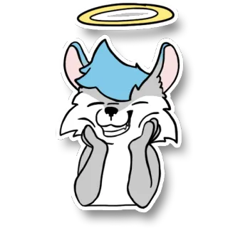 😄 0b01d04b 귀여운, 천사, 퍼리, 카와이, 후광, 동물, 행복한 whatsapp sticker