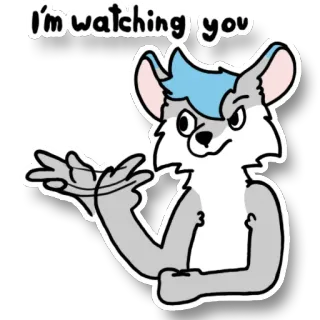 🤨 2daa0763 I'm watching you 만화, 동물, 보는, 웃긴, 귀여운, 늑대, 퍼리 whatsapp sticker