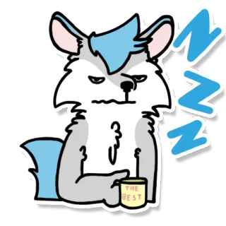 😴 60ee3625 THE BEST 동물, 만화, 늑대, 커피, 졸린, zzz whatsapp sticker