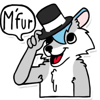 😃 659cd65e Mfur 퍼리, 의인화, 동물, 중절모, 만화 whatsapp sticker