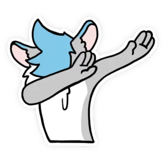 😎 79a44be5 댑, 퍼리, 만화, 동물, 제스처, 회색, 파란색, 흰색 whatsapp sticker