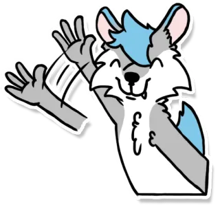 👋 b04240a0 퍼리, 수인, 동물, 여우, 친근한, 손 흔드는, 인사, 만화 whatsapp sticker