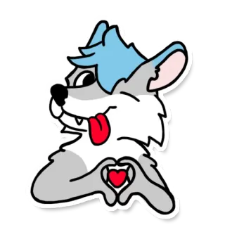 😘 d5e85247 늑대, 귀여운, 스티커, 만화, 하트, 사랑, 친근한, 동물 whatsapp sticker