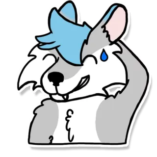 😅 dfc03339 만화, 동물, 귀여운, 스티커, 털, 회색, 파란색, 머리 whatsapp sticker