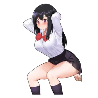 ☁️ 9131e96d Anime Mädchen, Schuluniform, Schleife, rote Schleife telegram sticker