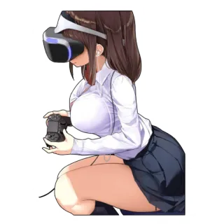 ☁️ f8df0fd1 Anime, Mädchen, VR, Gaming, Kopfhörer telegram sticker