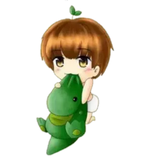 😋 fff8714b chibi, mignon, dessin animé, bébé, dinosaure telegram sticker