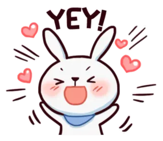 😊 b38ab6fb YEY! lapin, lapinou, coeurs, mignon, joie, fête, joyeux telegram sticker
