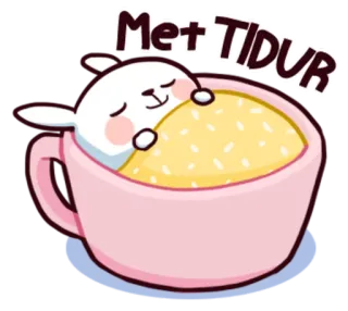 🌙 ecaf741f Me+TIDUR endormi, lapin, tasse, fatigué, kawaii, mignon telegram sticker